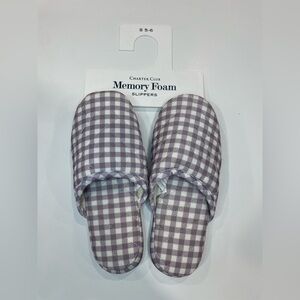 Charter Club Checkered Slippers Small 5-6
